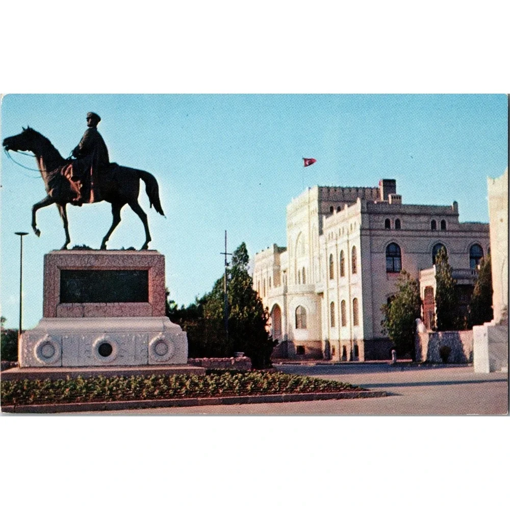Vintage Atatürk Statue Postcard in Front‎ of Ethnographical Museum Ankara